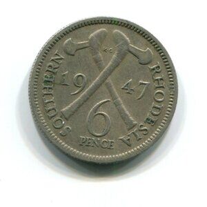 1947 Southern Rhodesia 6p Coin (b757-27)